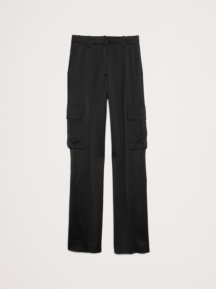 Banana Republic Black High-Waisted Straight Italian Crepe Cargo Trousers - Image 4 of 4