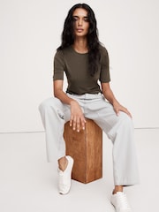 Зеленый - Banana Republic Luxe Wool-Blend Elbow-Sleeve Top - Image 1 of 1