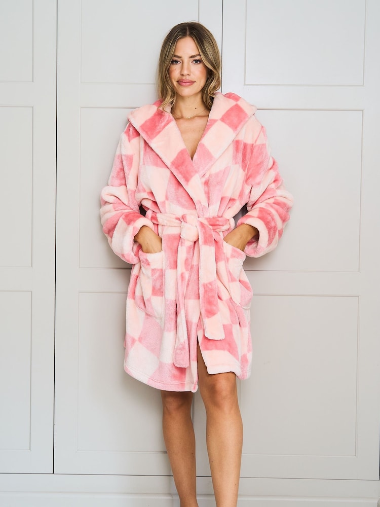 Jim Jam the Label Pink Check Dressing Gown - Image 1 of 8