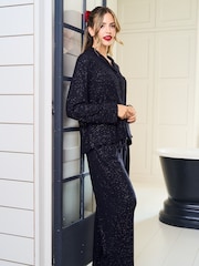 Jim Jam the Label Ribbed Sparkle Black Pyjama Set - Image 1 of 6