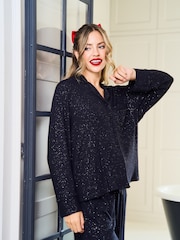 Jim Jam the Label Ribbed Sparkle Black Pyjama Set - Image 2 of 6