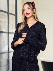 Jim Jam the Label Ribbed Sparkle Black Pyjama Set - Image 4 of 6