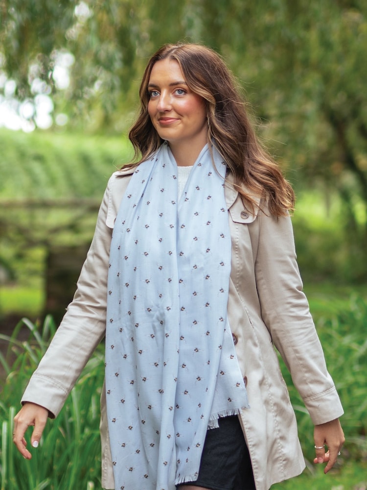 Wrendale Blue Busy Bee Scarf - Image 1 of 3