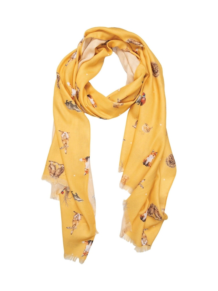 Wrendale Yellow Woodlander Woodland Animal Scarf - Image 2 of 3