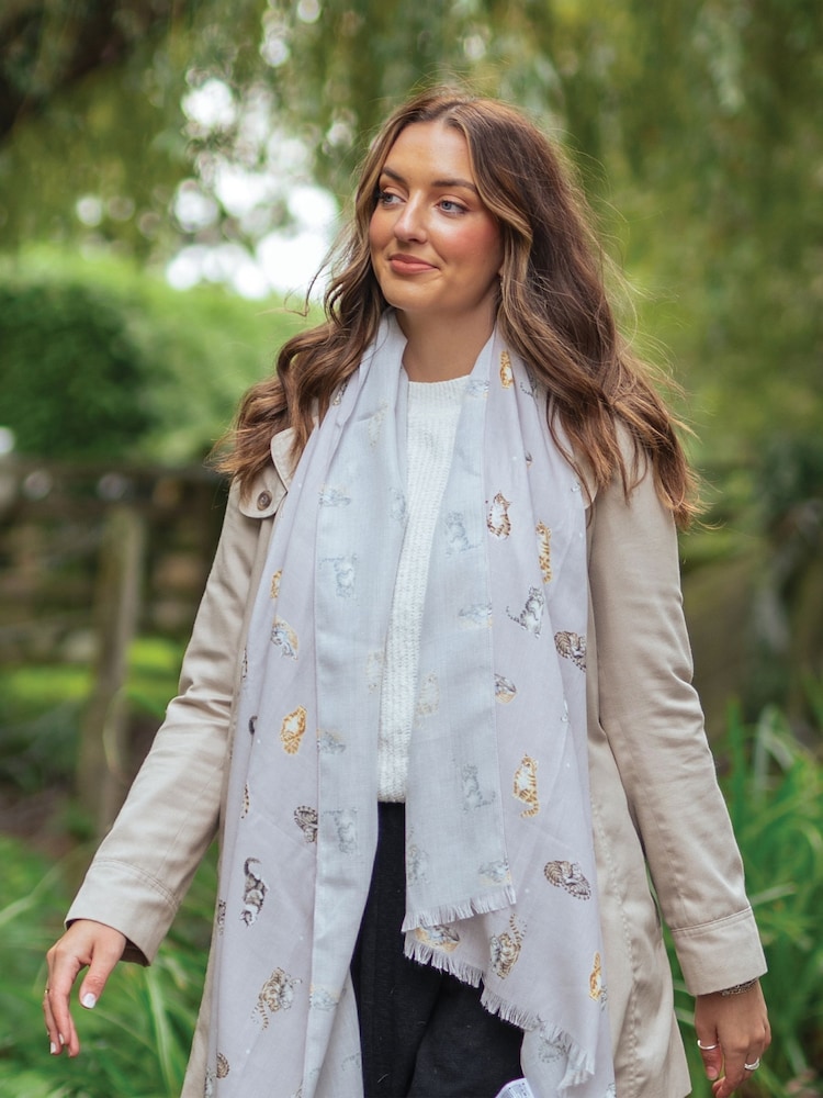Wrendale Grey Feline Friends Scarf - Image 1 of 3