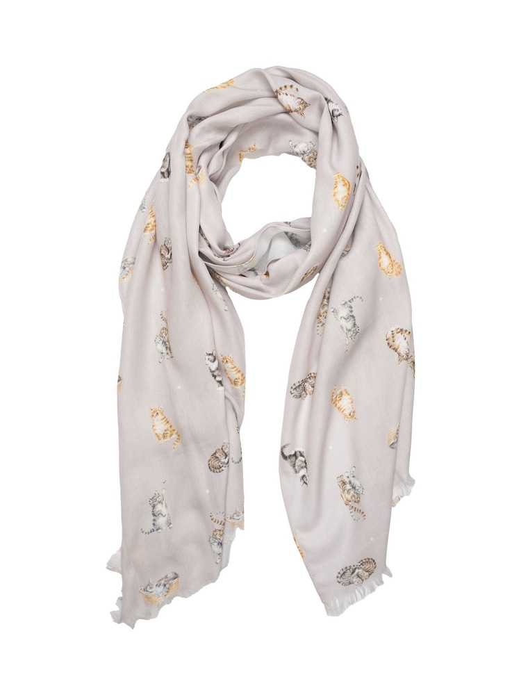 Wrendale Grey Feline Friends Scarf - Image 2 of 3