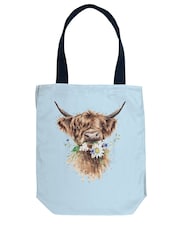 Wrendale Blue Daisy Coo Highland Cow Canvas Bag - Image 2 of 2