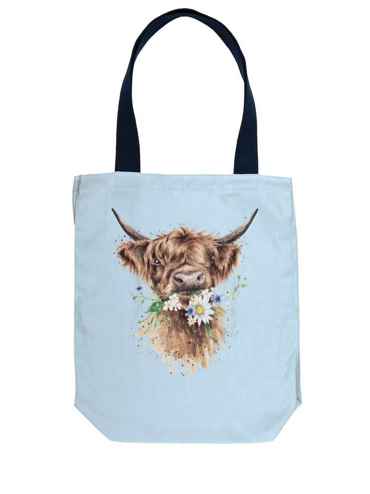 Wrendale Blue Daisy Coo Highland Cow Canvas Bag - Image 2 of 2