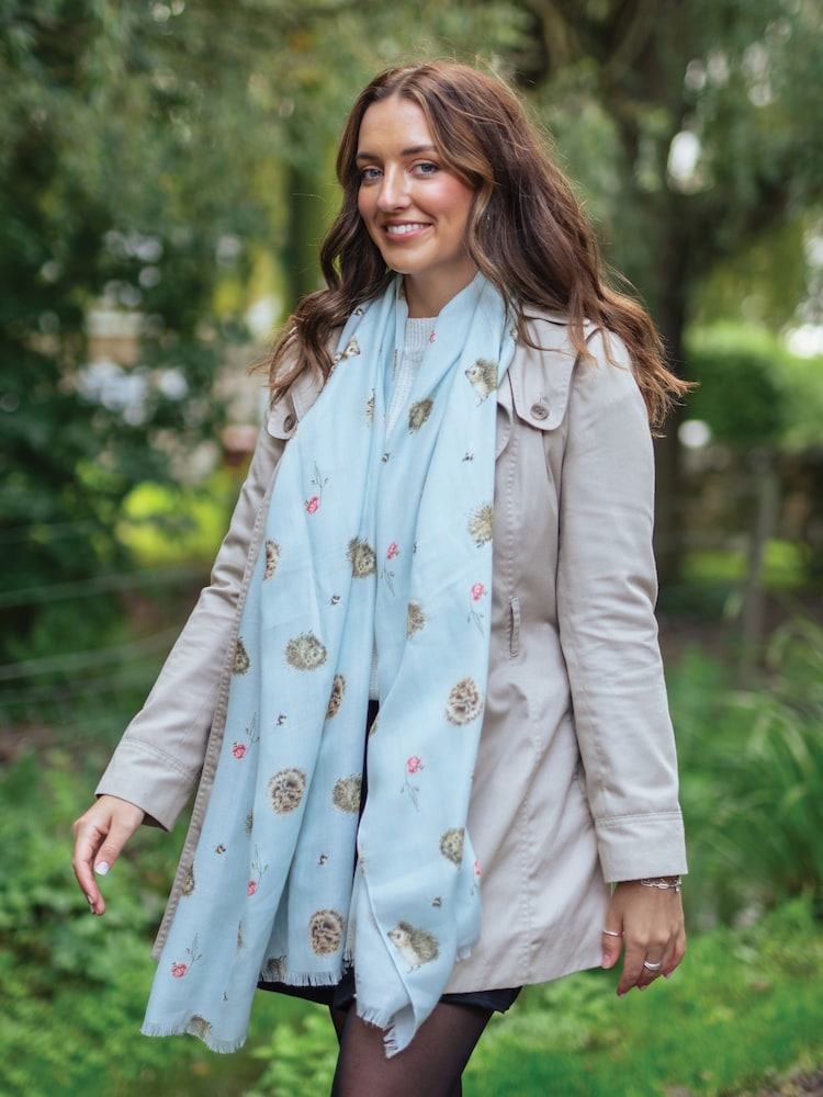 Wrendale Blue Awakening Hedghog Scarf - Image 1 of 3 Wrendale Blue Awakening Hedghog Scarf - Image 1 of 3