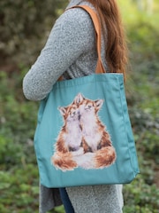 Wrendale Teal Blue Contentment Fox Canvas Bag - Image 1 of 2