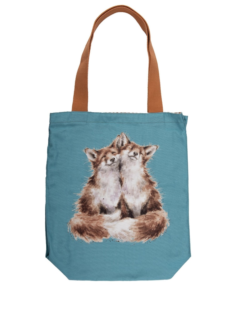 Wrendale Teal Blue Contentment Fox Canvas Bag - Image 2 of 2