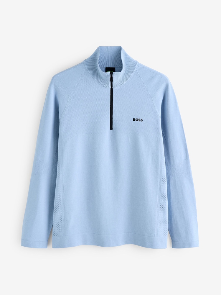 BOSS Blue Zip Up Knitted Jumper - Image 1 of 1