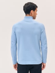 BOSS Blue Zip Up Knitted Jumper - Image 2 of 5