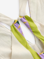 Tropical Leopard Placement Print Halterneck Maxi Dress With Linen - Image 8 of 8