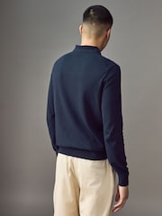 BOSS Blue Regular-Fit Knit Polo 100% Cotton Sweater In Jersey - Image 2 of 4