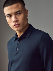 BOSS Blue Regular-Fit Knit Polo 100% Cotton Sweater In Jersey - Image 3 of 4