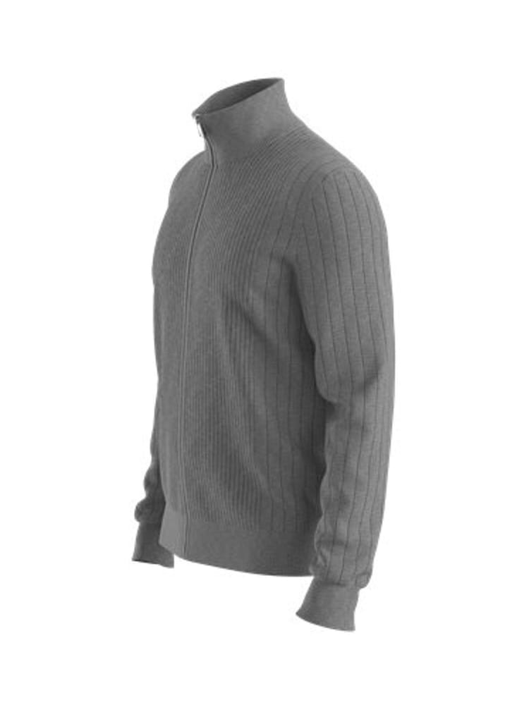 BOSS Grey Knitted Pinstripes Zip-Up 100% Cotton Cardigan - Image 7 of 7 BOSS Grey Knitted Pinstripes Zip-Up 100% Cotton Cardigan - Image 7 of 7