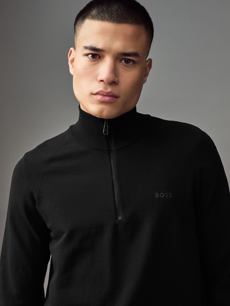 BOSS Black Seamless Tech Quarter Zip Stretch Knit Jumper - Image 2 of 4
