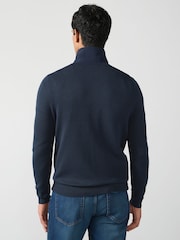 BOSS Blue Zip Neck Sweater - Image 2 of 6