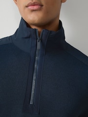 BOSS Blue Zip Neck Sweater - Image 4 of 6