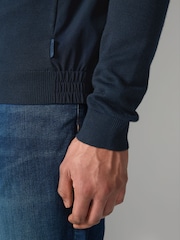 BOSS Blue Zip Neck Sweater - Image 5 of 6
