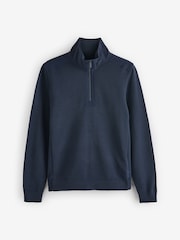 BOSS Blue Zip Neck Sweater - Image 6 of 6