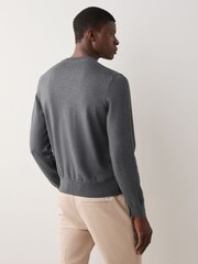 Gris - BOSS Pacas Embroidered Logo Cotton Jumper - Imagen 2 de 5