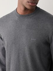 Gris - BOSS Pacas Embroidered Logo Cotton Jumper - Imagen 3 de 5
