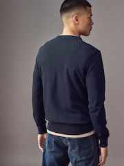 BOSS Blue Regular Fit Logo Patch Jumper with Cashmere - Image 2 of 4