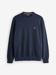 BOSS Blue Regular Fit Logo Patch Jumper with Cashmere - Image 4 of 4