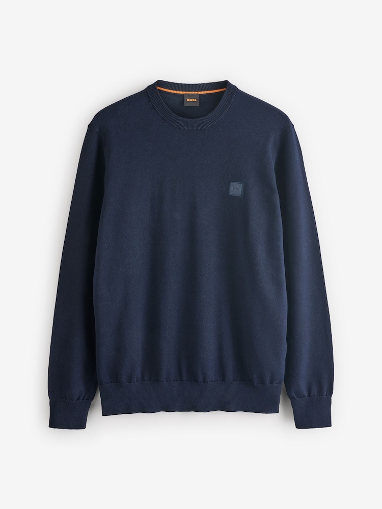 BOSS Blue Regular Fit Logo Patch Jumper with Cashmere - Image 4 of 4