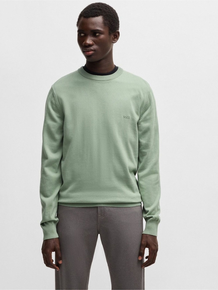 BOSS Green Pacas Embroidered Logo 100% Cotton Jumper - Image 1 of 5 BOSS Green Pacas Embroidered Logo 100% Cotton Jumper - Image 1 of 5