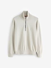 BOSS Natural Kanobix Quarter Zip Logo Jumper - Image 1 of 1