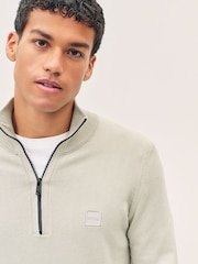 BOSS Natural Kanobix Quarter Zip Logo Jumper - Image 3 of 5