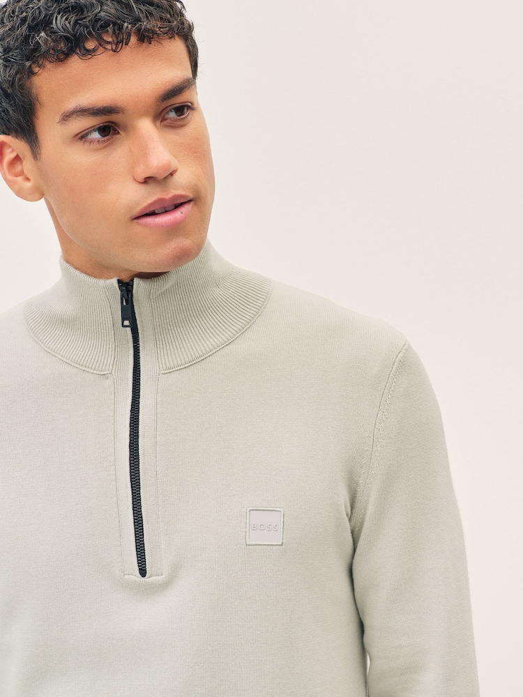 Natural - BOSS Kanobix Quarter Zip Logo Jumper - Image 4 of 5