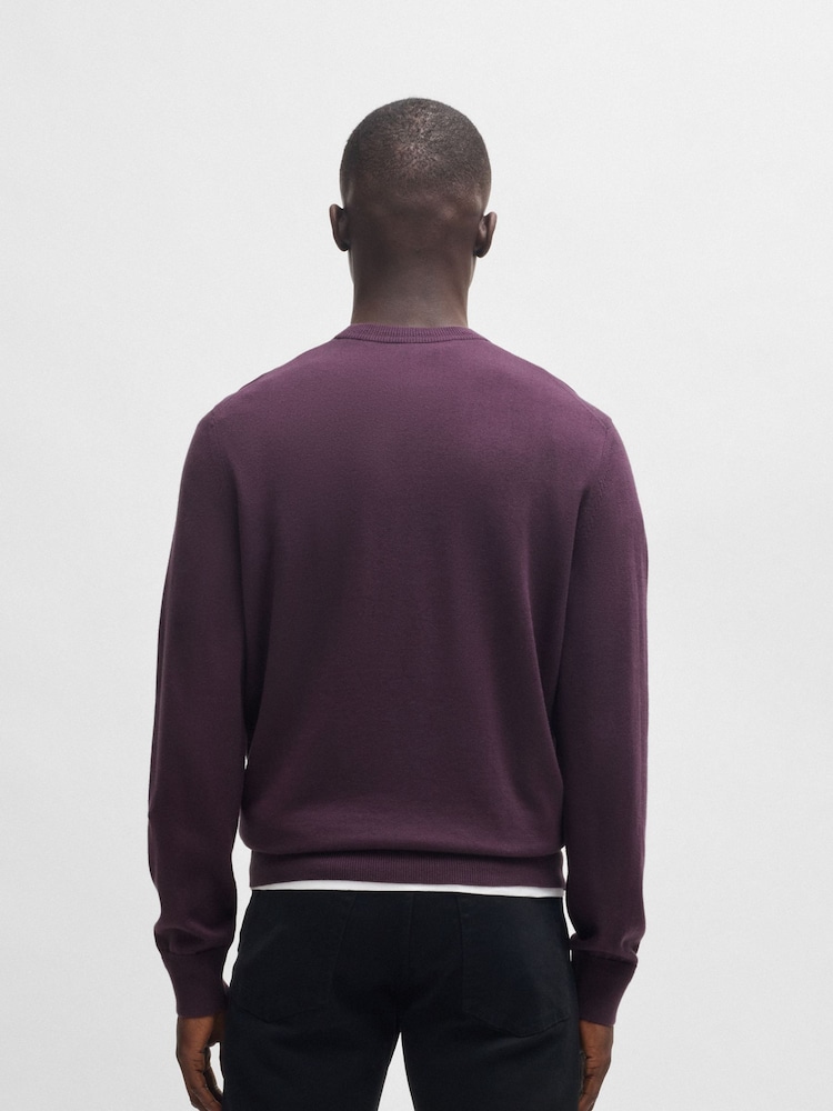 Lila - BOSS Regular Fit Logo Patch Jumper with Cashmere - Bild 2 von 6