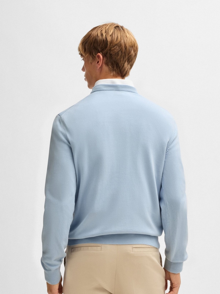 BOSS Blue Pacas Embroidered Logo 100% Cotton Jumper - Image 2 of 3 BOSS Blue Pacas Embroidered Logo 100% Cotton Jumper - Image 2 of 3