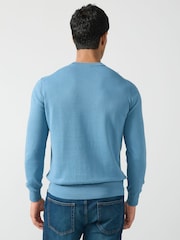 BOSS Blue Floral Print Kanovano Crew Neck Logo Sweat Top - Image 2 of 4