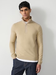 BOSS Natural Zip Neck Sweater - Image 1 of 5