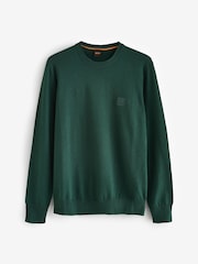 Grün - BOSS Regular Fit Logo Patch Jumper with Cashmere - Bild 4 von 4