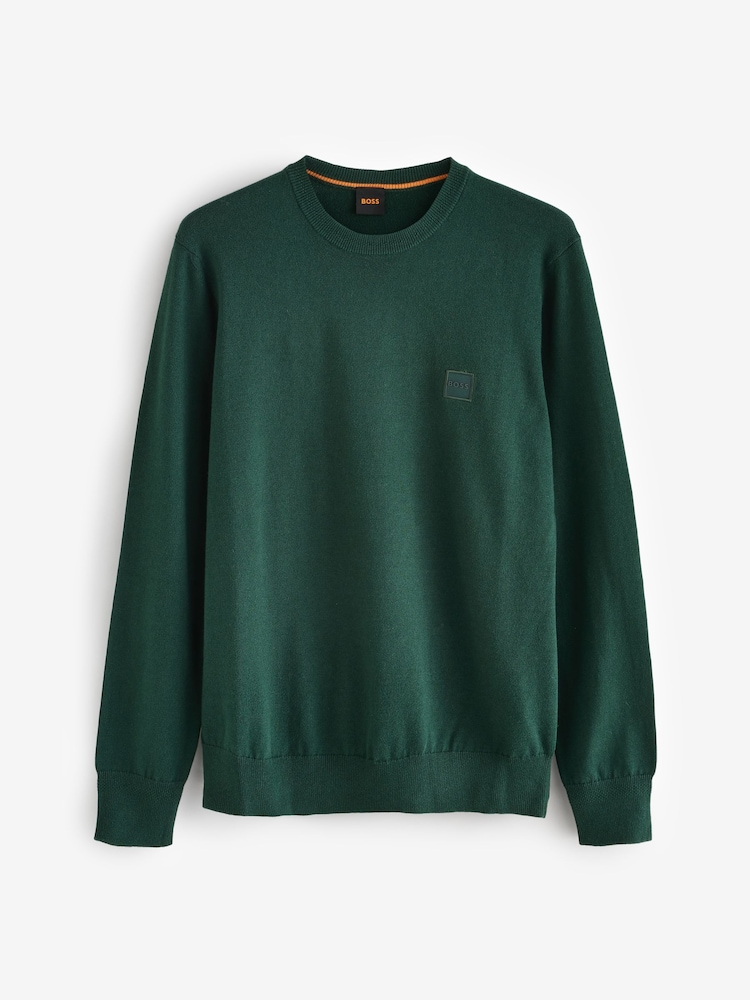 Grün - BOSS Regular Fit Logo Patch Jumper with Cashmere - Bild 4 von 4