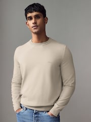 BOSS Natural Pacas Embroidered Logo 100% Cotton Jumper - Image 1 of 4