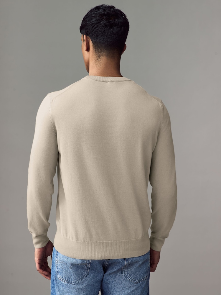 BOSS Natural Pacas Embroidered Logo 100% Cotton Jumper - Image 2 of 4 BOSS Natural Pacas Embroidered Logo 100% Cotton Jumper - Image 2 of 4