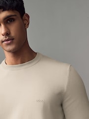 BOSS Natural Pacas Embroidered Logo 100% Cotton Jumper - Image 3 of 4