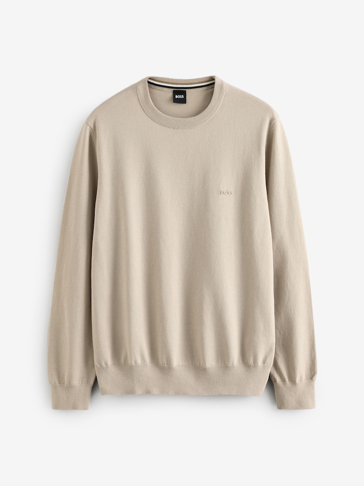 BOSS Natural Pacas Embroidered Logo 100% Cotton Jumper - Image 4 of 4 BOSS Natural Pacas Embroidered Logo 100% Cotton Jumper - Image 4 of 4