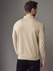 BOSS Natural Regular-Fit Knit Polo 100% Cotton Sweater In Jersey - Image 2 of 5