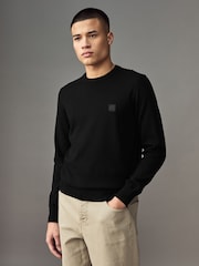 BOSS Black Regular Fit Logo Patch Jumper with Cashmere - Image 1 of 4