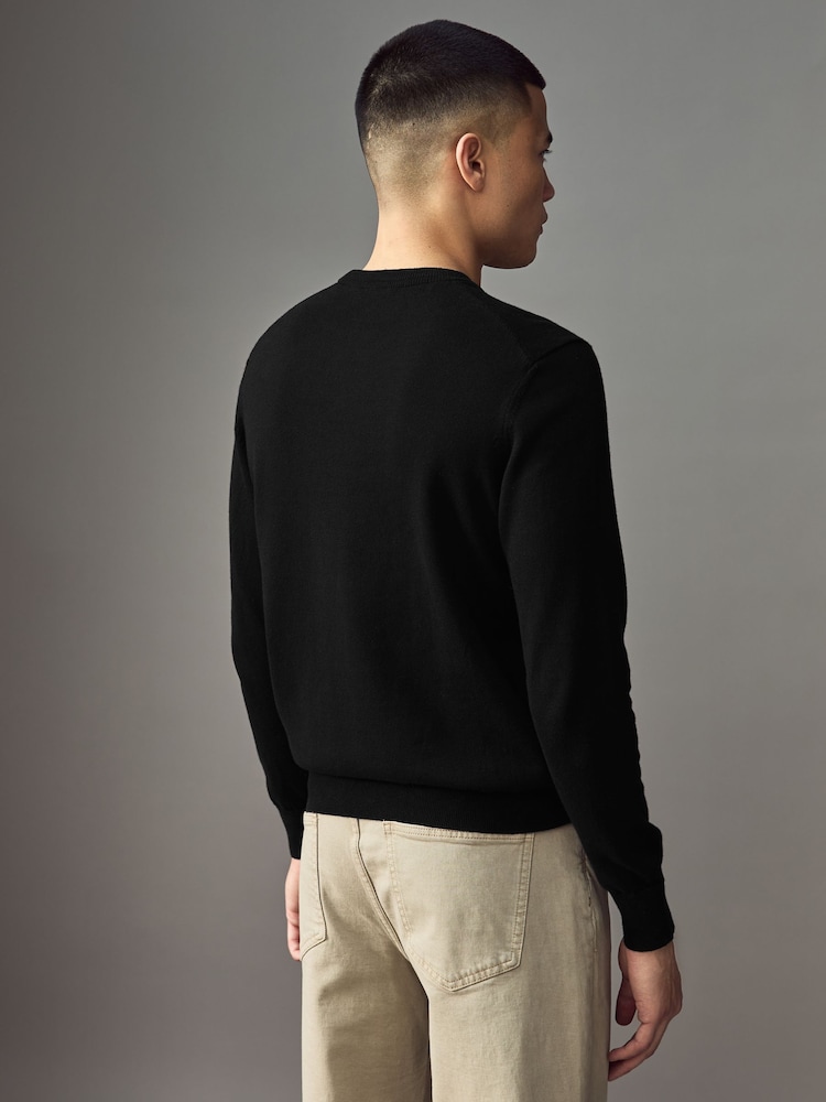 BOSS Black Regular Fit Logo Patch Jumper with Cashmere - Image 2 of 4 BOSS Black Regular Fit Logo Patch Jumper with Cashmere - Image 2 of 4