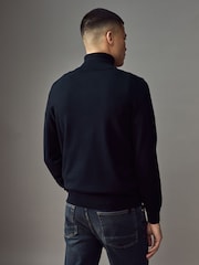 BOSS Blue Regular Fit Logo Patch Cotton Cashmere Jumper - Image 2 of 4