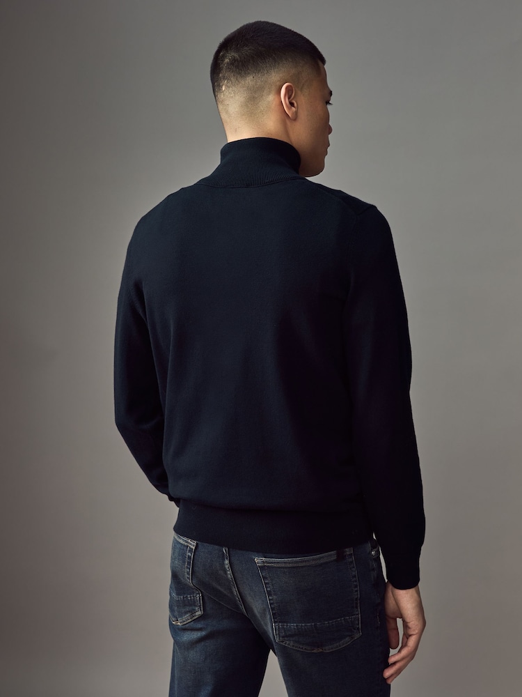 BOSS Blue Regular Fit Logo Patch Cotton Cashmere Jumper - Image 2 of 4